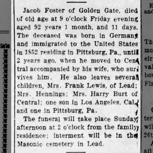 Obituary for Jacob Foster