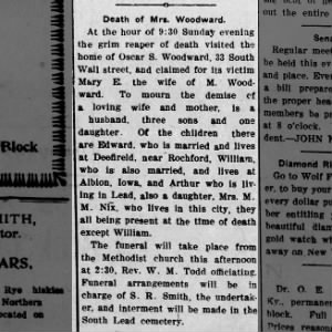 Obituary for Mary E. Woodward
