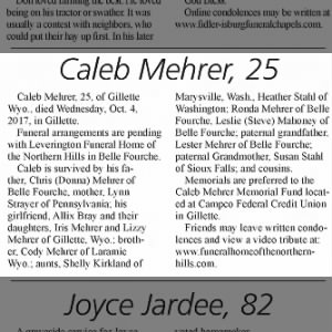 Obituary for Caleb Mehrer